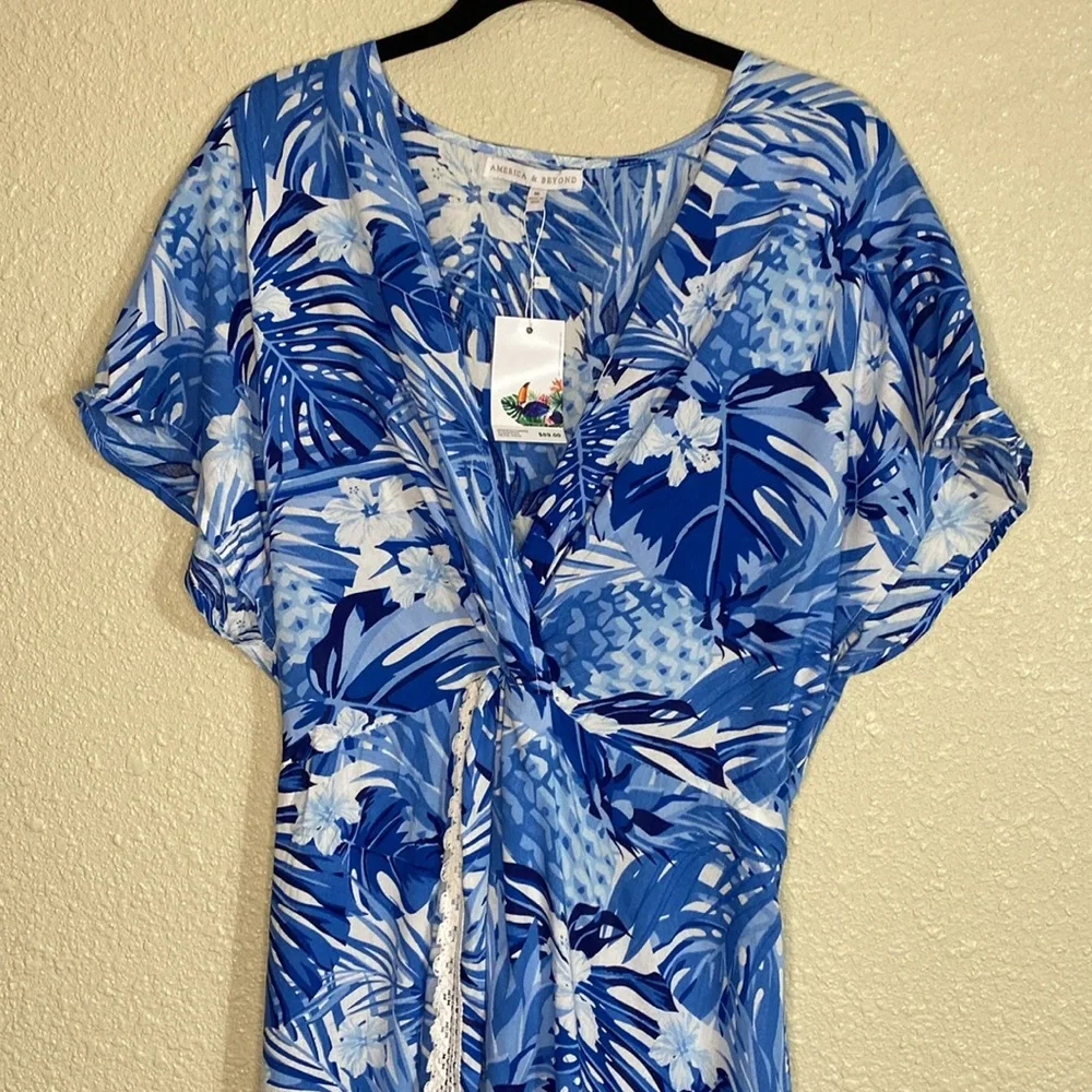 America and Beyond Blue and White Maxi Dress NWT Size M - Picture 2 of 11